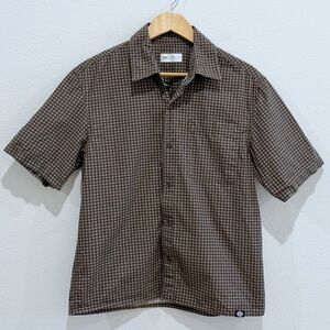 Zara Brown Boxy Skater Plaid Button Short Sleeve Shirt Size S